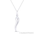 thumbnail image 1 of Italian Horn Corno Evil Eye Luck Charm 32mm (1.3in) Pendant & Chain Necklace in .925 Sterling Silver, 1 of 1