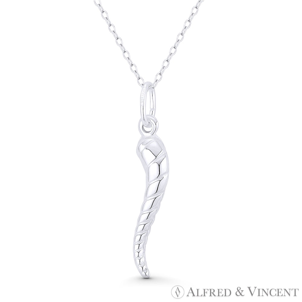 Evil Eye Protection Necklace With Italian Horn & Hand Charm | Paperclip Chain, Pearls, Gift Box
