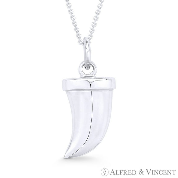 Italian Horn Corno Evil Eye Luck Charm Pendant in .925 Sterling Silver