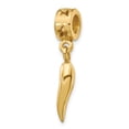 thumbnail image 1 of Italian Horn Dangle Charm .925 Sterling Silver Gold Plated Reflection Beads - QRS1377GP, 1 of 4