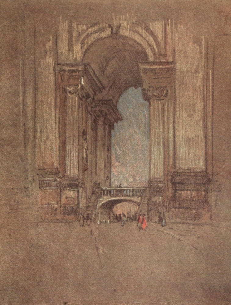 Italian Hours 1909 Entrance to the Vatican Rome Canvas Art - Joseph Pennell (24 x 36)