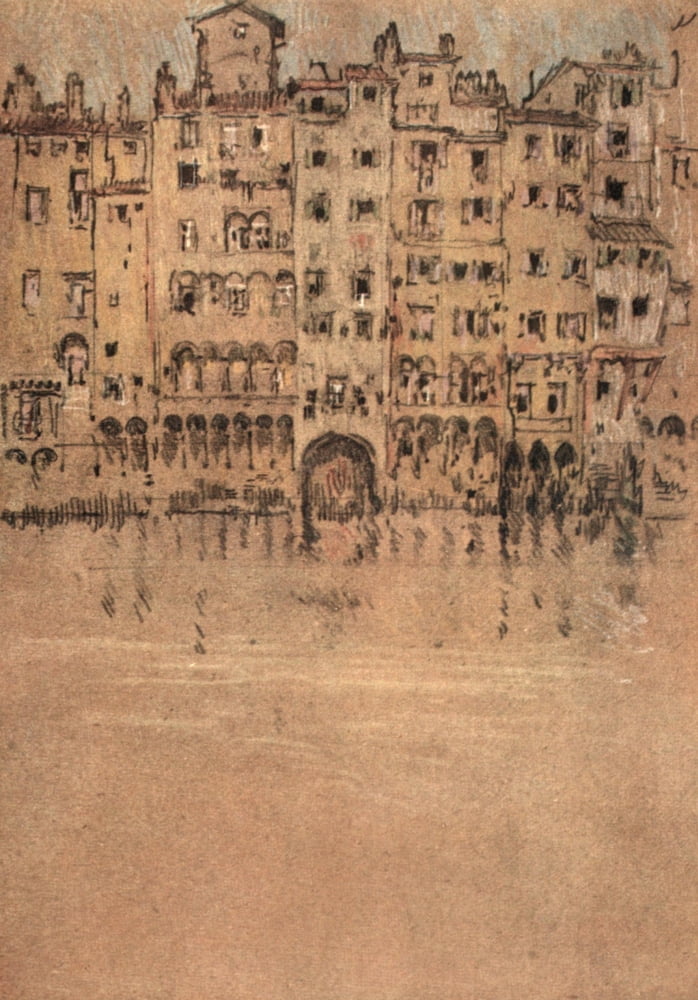 Italian Hours 1909 On the Arno Florence Canvas Art - Joseph Pennell (24 x 36)