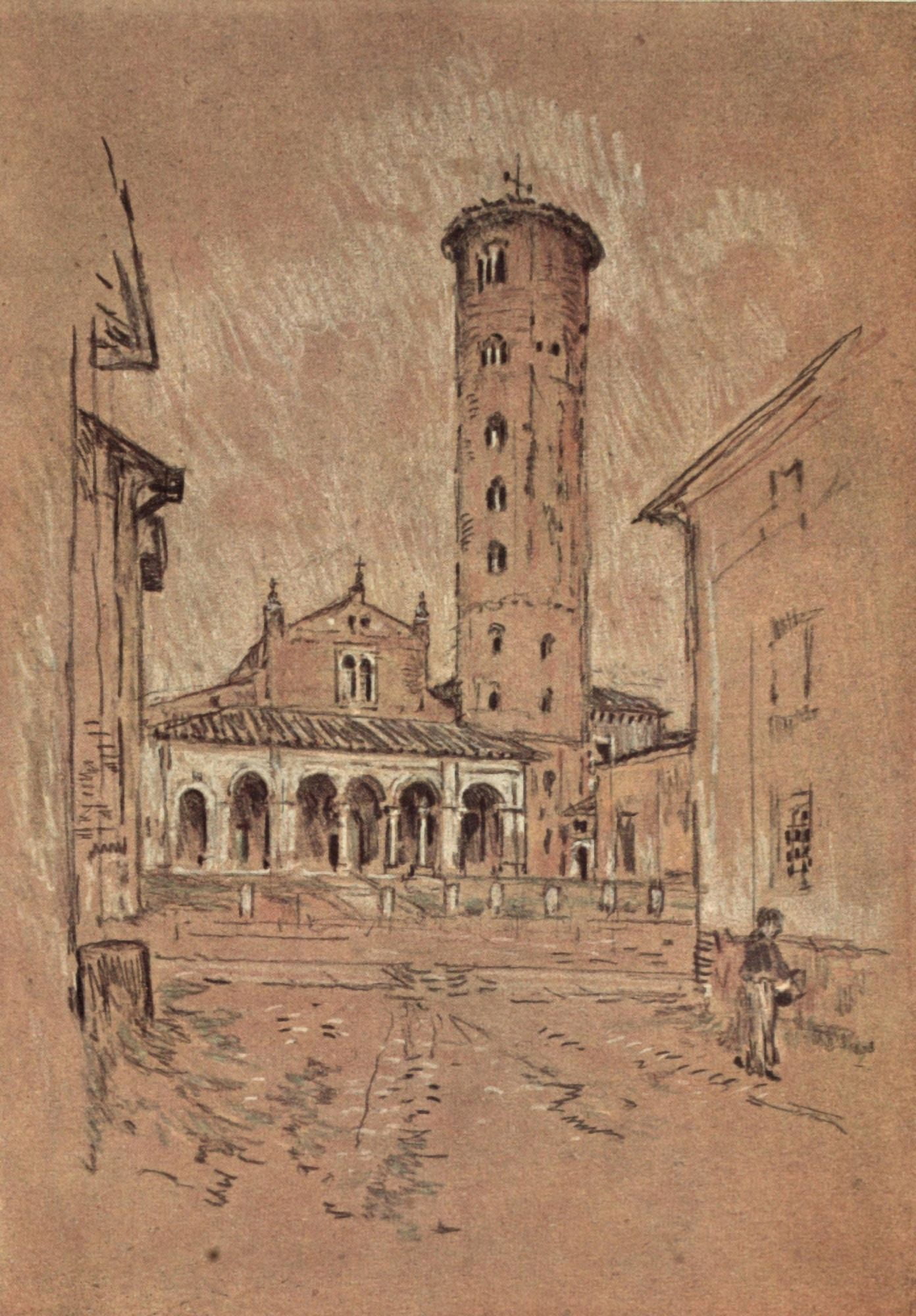 Italian Hours 1909 Sant Apollinare Nuovo Ravenna Canvas Art - Joseph Pennell (18 x 24)
