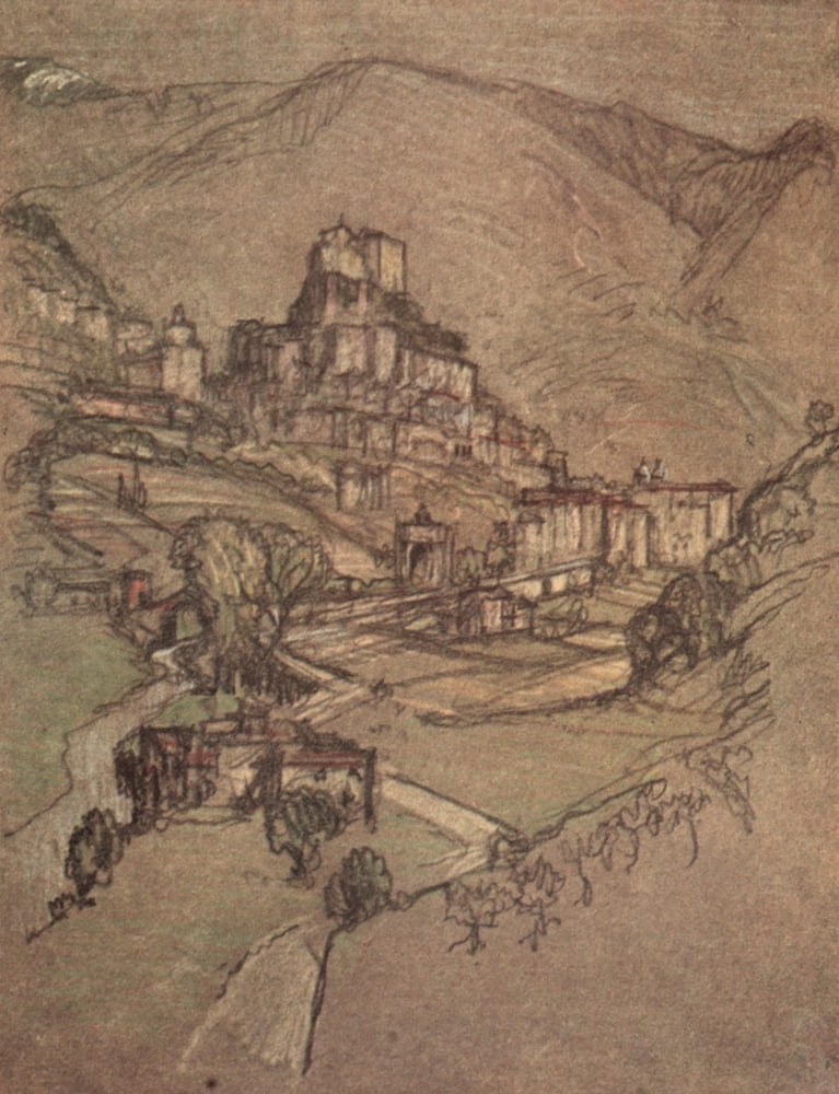 Italian Hours 1909 Subiaco Canvas Art - Joseph Pennell (24 x 36)