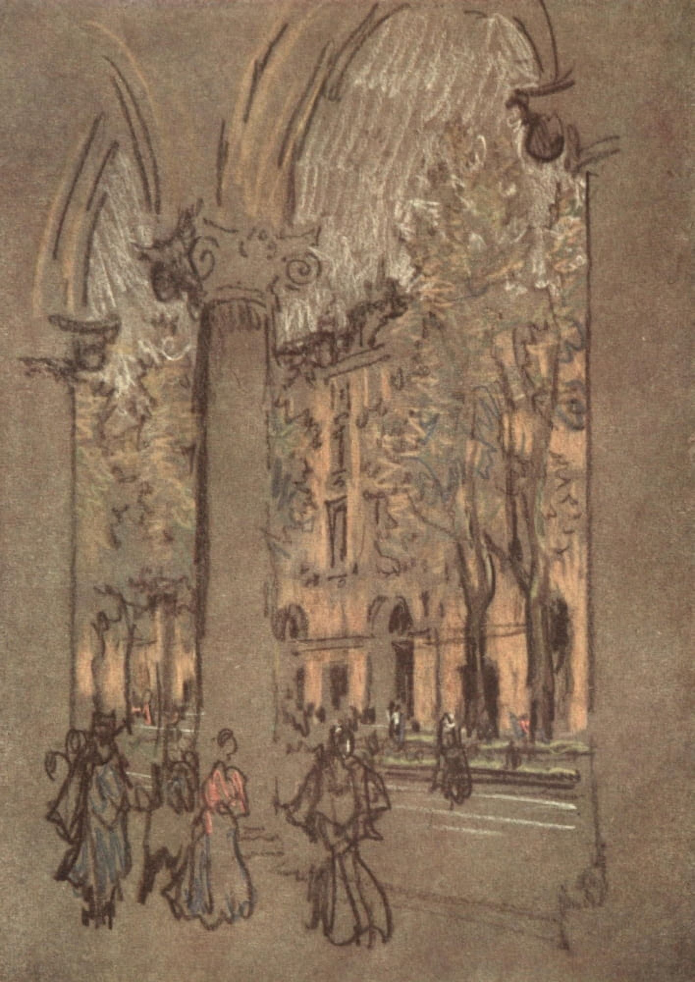 Italian Hours 1909 Under the Arcades Turin Canvas Art - Joseph Pennell (18 x 24)