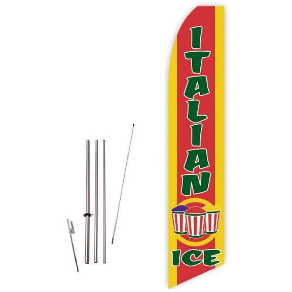 Italian Ice Yellow/Red Super Novo Feather Flag - Complete with 15ft Pole Set and Ground Spike