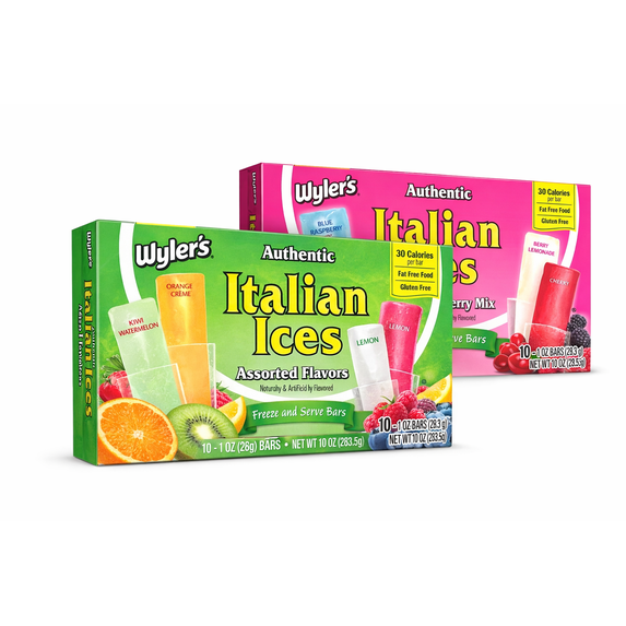 Wylers Authentic Italian Ices Combo, Cherry and Berry Mix with Original Flavors Net Wt 20oz
