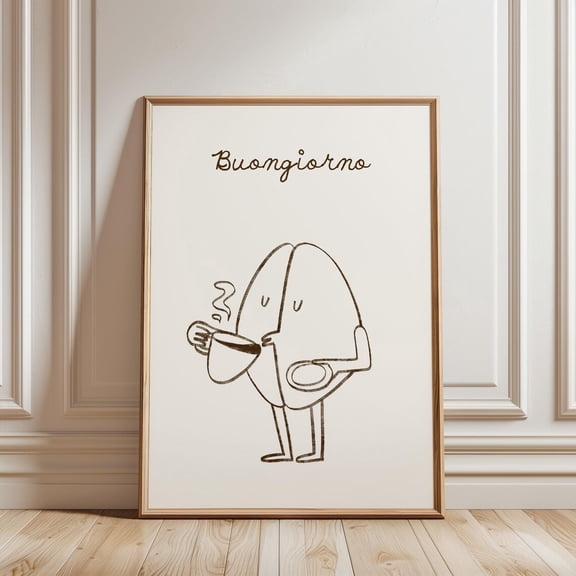 Italian Kitchen Coffee Print, Unframed Paper Poster 8x10in