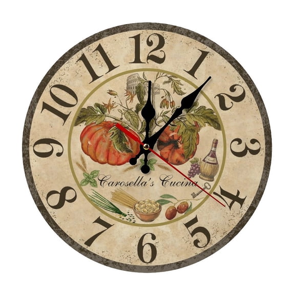Italian Kitchen Durable Wooden Analog Wall Clock, Silent Sweep Clock for Living Room & Office Decor