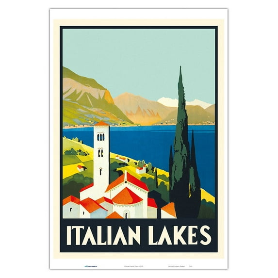 Italian Lakes Italy - Vintage Travel Poster c.1930 - Master Art Print (Unframed) 13in x 19in