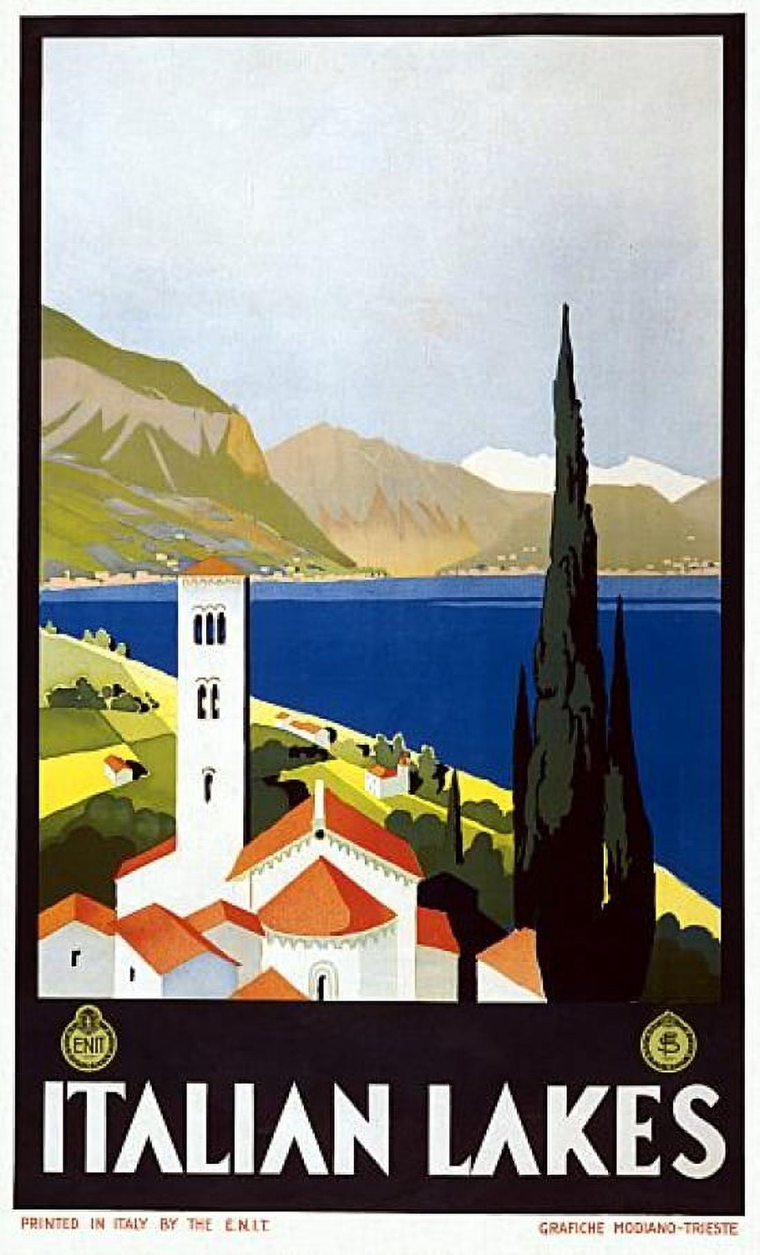 Italian Lakes Vintage Travel Canvas Art - (36 x 54)