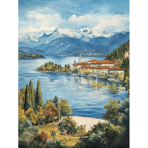 Italian Lakeside Village Canvas Wall Art Perfect for Living Room Bedroom Office Dining Room and Hotel Decoration