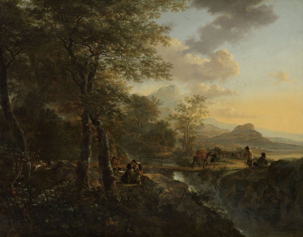 Italian Landscape With A Draughtsman Canvas Art - (36 x 24)