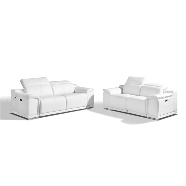 Two Piece Indoor Black Italian Leather Five Person Seating Set
