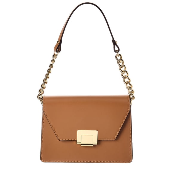 Italian Leather Chain Crossbody, Gold