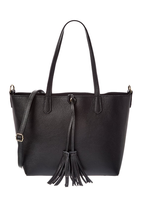 Romy Leather Top Handle Bag, Black