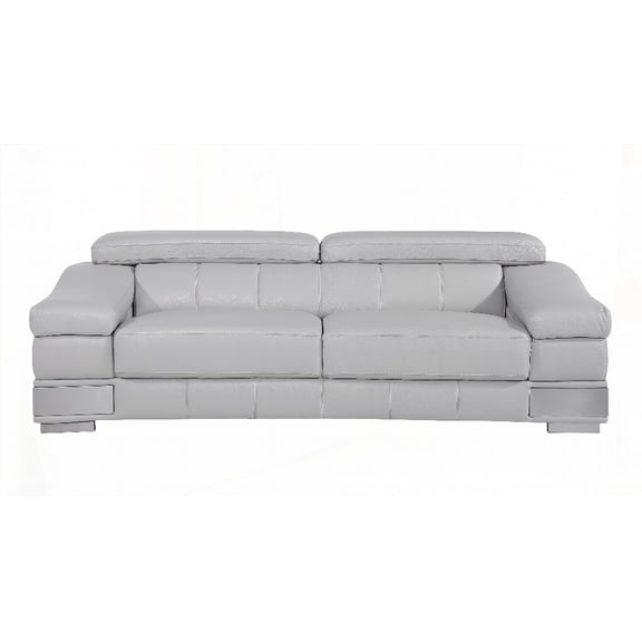 Italian Leather Sofa Featuring 3-layer High-density Foam Cushioning and Stainless Steel Chrome Legs