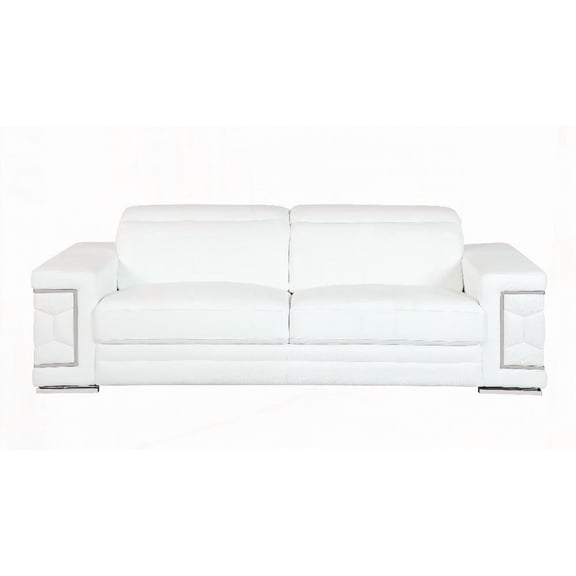 Italian Leather Sofa Featuring 3-layer High-density Foam Cushioning and Stainless Steel Chrome Legs