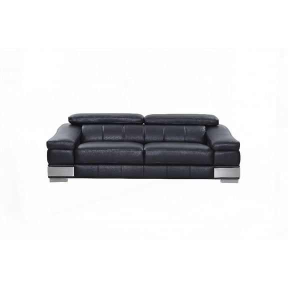Italian Leather Sofa Featuring 3-layer High-density Foam Cushioning and Stainless Steel Chrome Legs