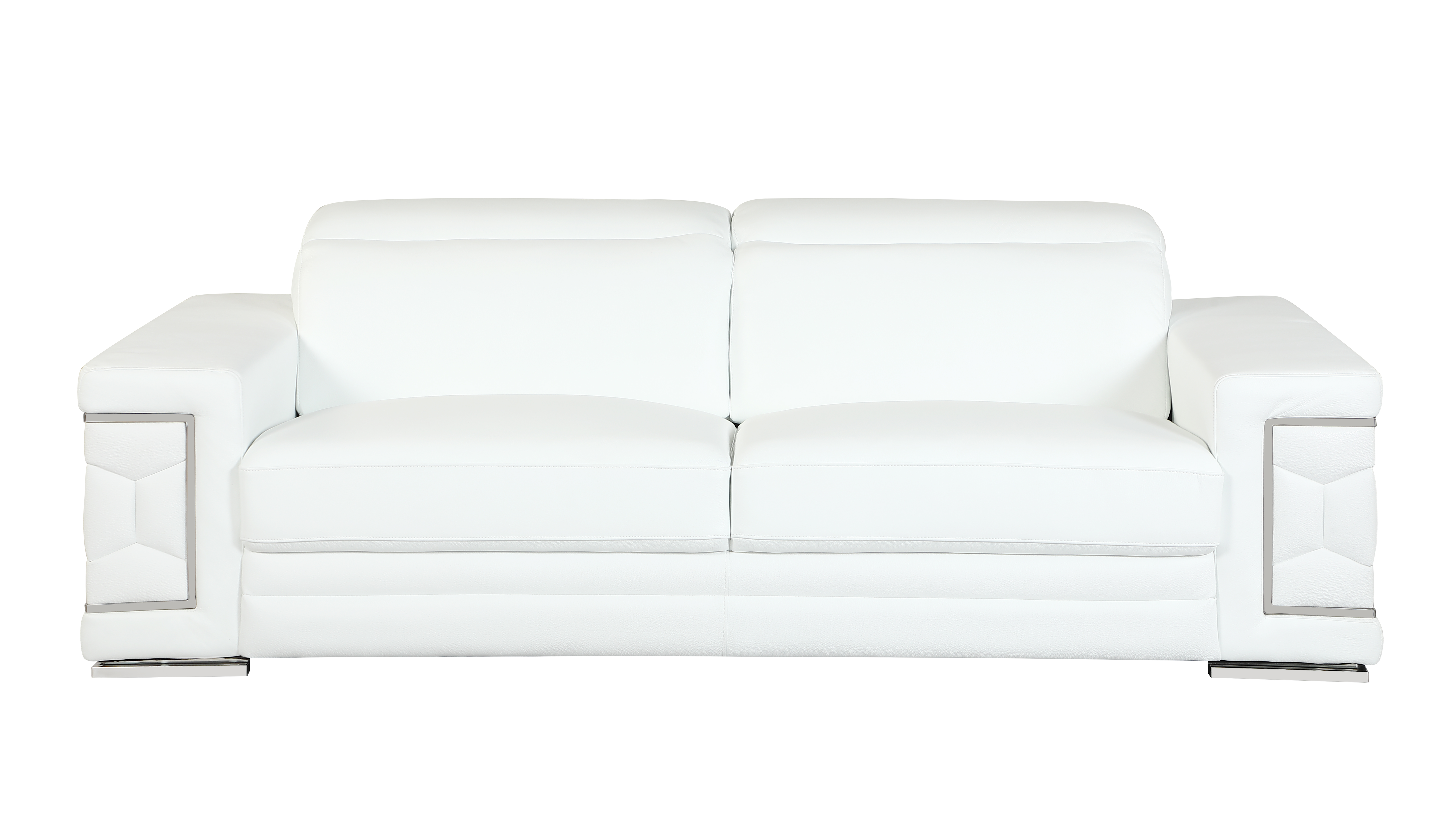 Italian Leather Sofa, White, 89 Inch, Top Grain Leather Couch with