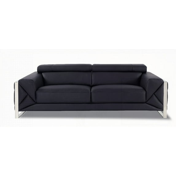 Bedroom Modern Italian Leather Sofa 220cm with Solid Wood Frame
