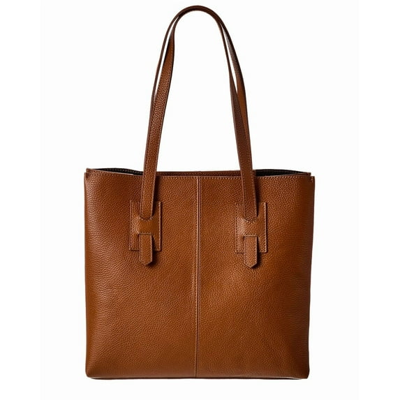 Italian Leather Top Handle Tote, Brown