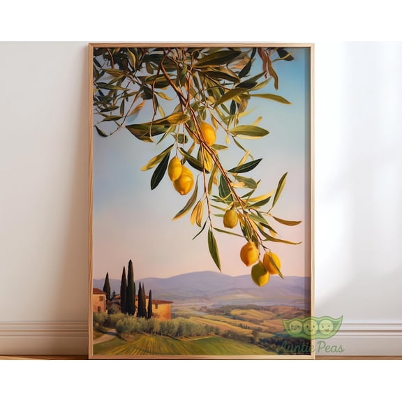 Italian Lemon Orchard Tuscany Landscape Wall Art Print, Unframed Paper Poster 8x10in