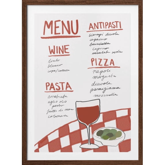Italian Menu Framed Art Modern Wall Decor