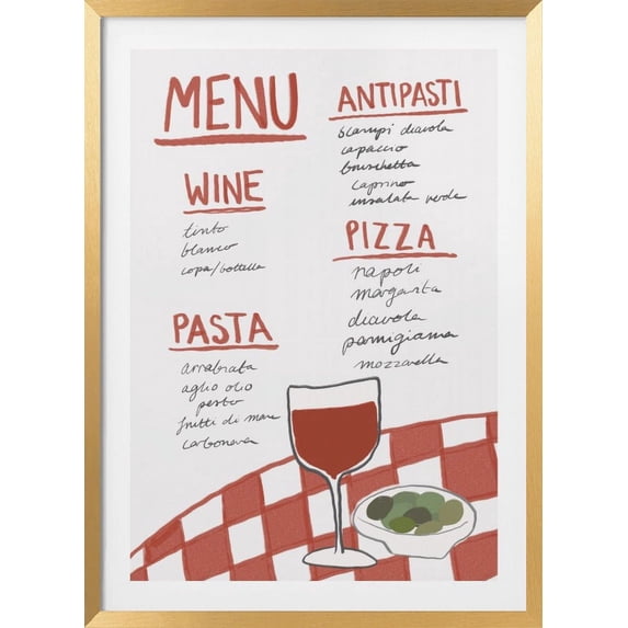 Italian Menu Framed Art Modern Wall Decor