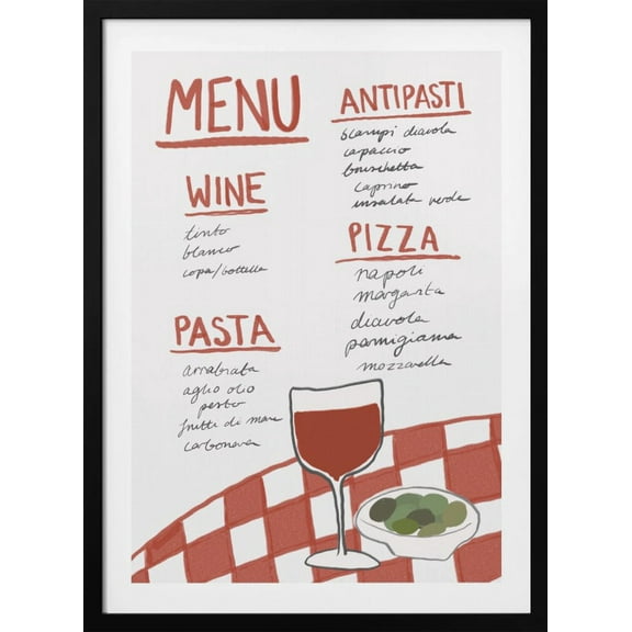 Italian Menu Framed Art Modern Wall Decor