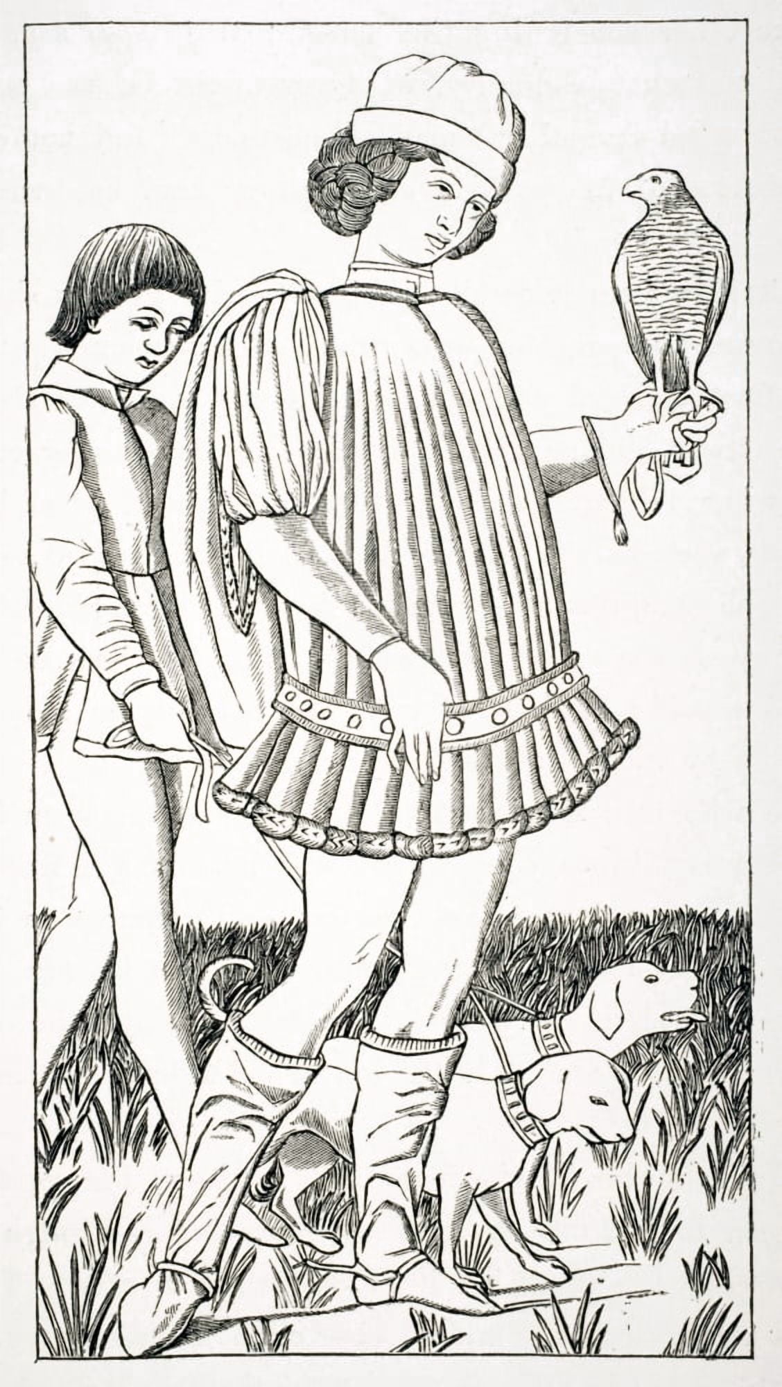 Italian Nobleman Of The Fifteenth Century Holding Hawk From A Playing Card Engraved On Copper Circa 1460 Canvas Art - Ken Welsh Design Pics (10 x 19)