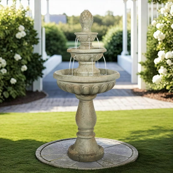 Italian Outdoor Water Fountain - 42.5''H Fountains and Waterfalls Outside, Large Cascading Indoor Floor-Standing Concrete Fountain Features W/Pump for GardenPatio, Yard and Home