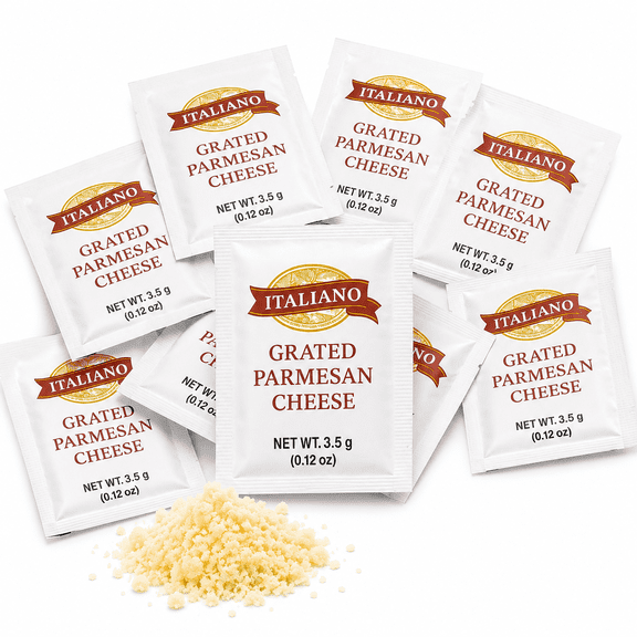 Italian Parmesan Cheese Packets, 200 Count, Natural Grated, Shelf Stable, Portion Control