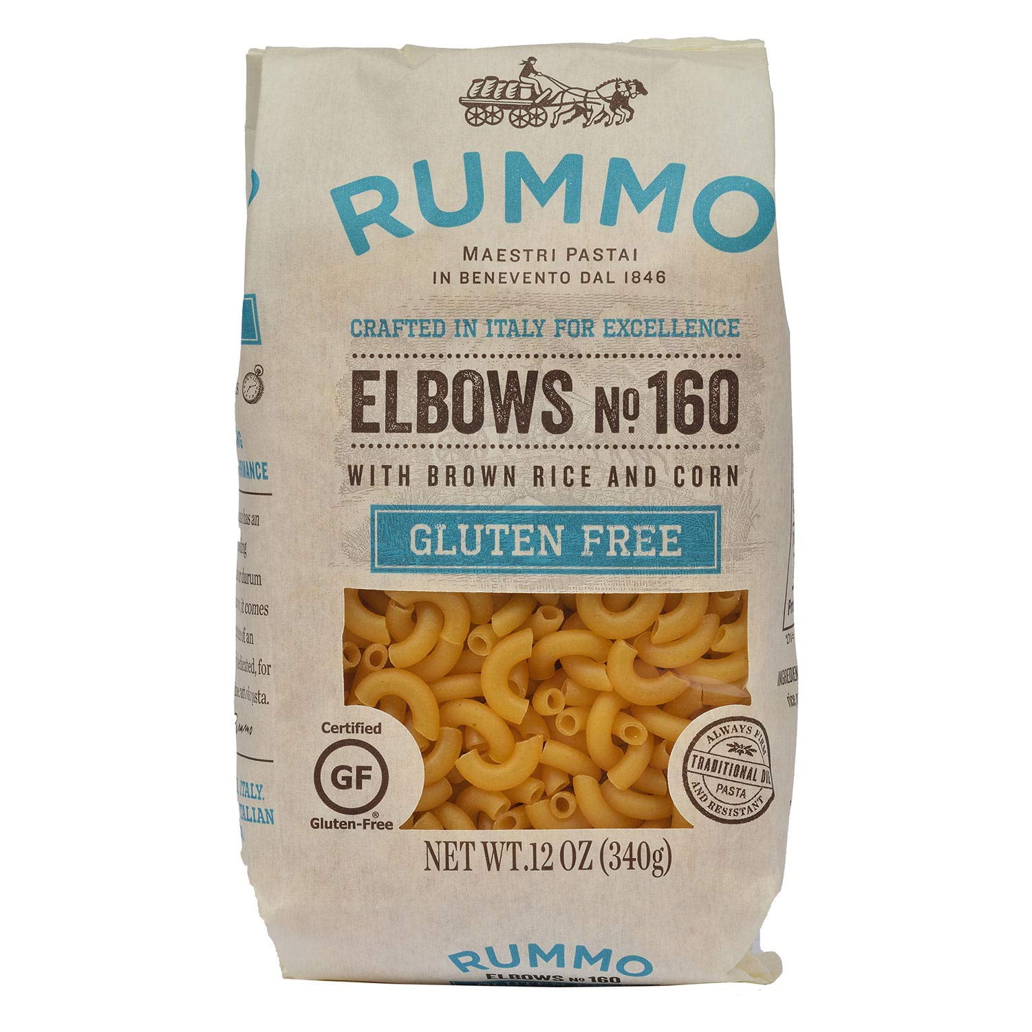 Italian Pasta GF Elbows No.160, Always Al Dente, Certified GlutenFree