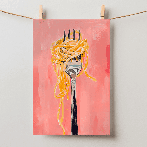 Italian Pasta Kitchen Decor Handmade Culinary Unframed Paper Poster 8x10in
