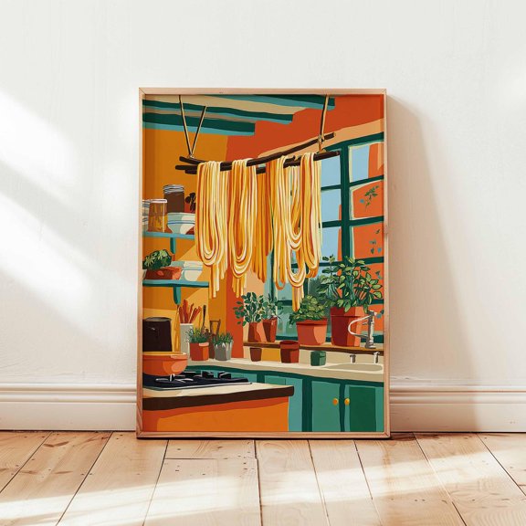 Italian Pasta Shapes Chart Poster, Unframed Paper Poster 8x10in