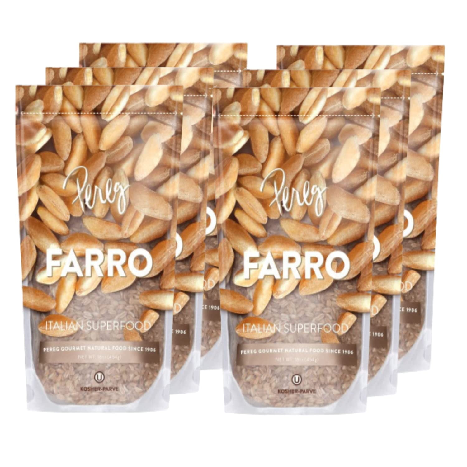 Italian Pearled Farro Grain Whole (16 Oz x 6 Pack), Ancient Grain