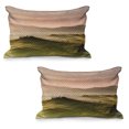 thumbnail image 1 of Italian Quilted Pillowcover Set of 2, Italian Countryside Road with Trees and Meadows by Mountains Mediterranean Culture, Standard Queen Size Pillow Cover Bedroom, 30" x 20", Green Beige, by Ambesonne, 1 of 1