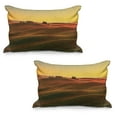 thumbnail image 1 of Italian Quilted Pillowcover Set of 2, Rural Landscape of European Mediterranean Old House in Countryside Farm Print Art, Standard Queen Size Pillow Cover Bedroom, 30" x 20", Orange White, by Ambesonne, 1 of 1