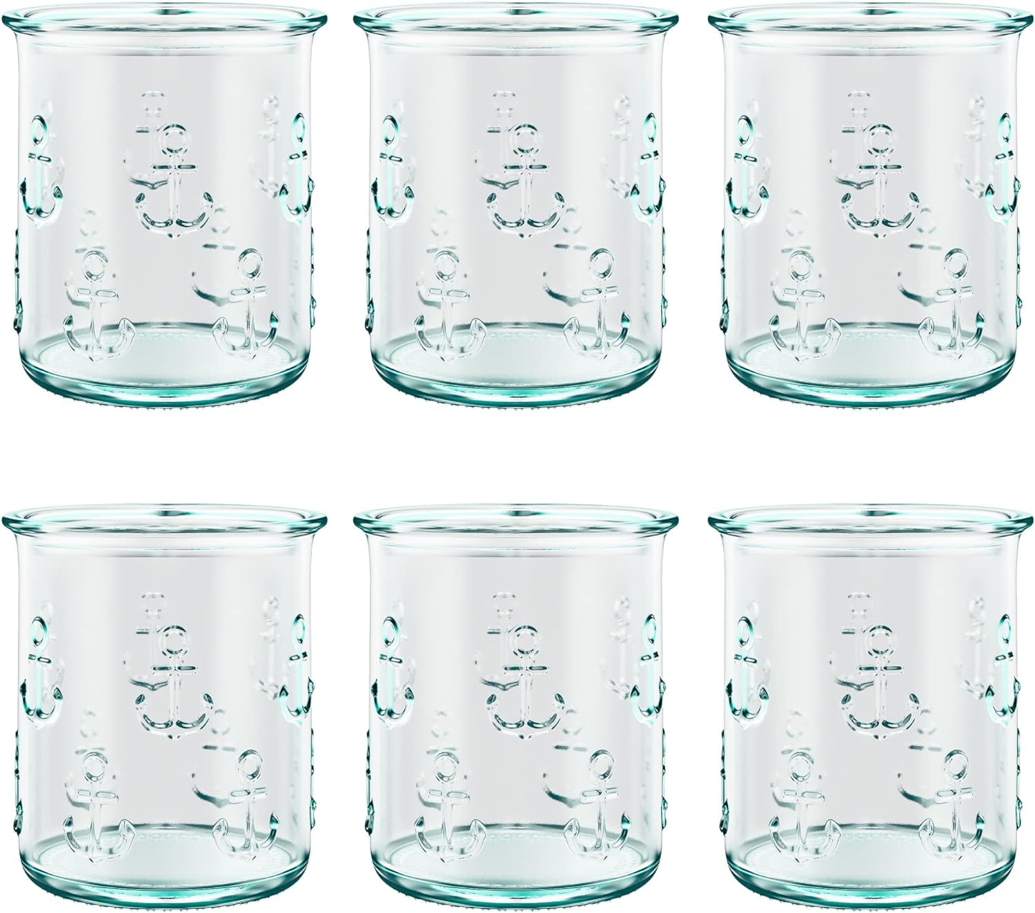 Italian Recycled Anchor DOF Glassware Set Of 6 Drinking Glasses With