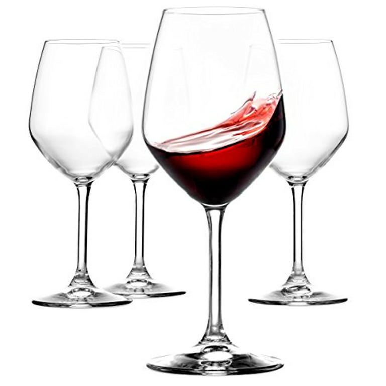 Italian Red Wine Glasses - 18 Ounce - Lead Free - Wine Glass Set of 4, Clear