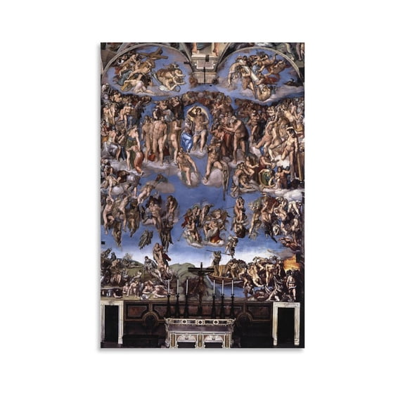 Italian Renaissance Painters Michelangelo at The Last Judgment Poster Poster Cool Artworks Painting Wall Art Canvas Prints Hanging Picture Home Decor Posters Gift 12x18inch(30x45cm)