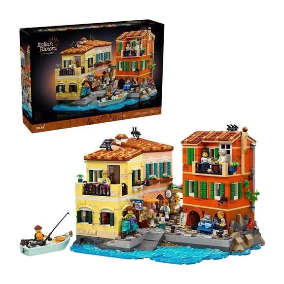 Italian Riviera Building Blocks Set, 3251 PCS, Large Mediterranean Coastal City Model Kit, Big Size 34x31x23cm, 3KG, Detailed European Architecture & Boat Scene, DIY Construction Toys for Adults & Ki