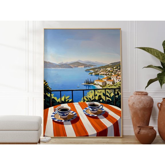Italian Riviera Seascape Coastal Coffee Art