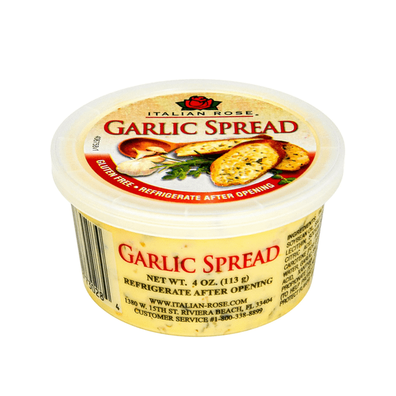Italian Rose Gluten-Free Garlic Spread, 4 oz, Shelf-Stable, Contains Soy, Milk