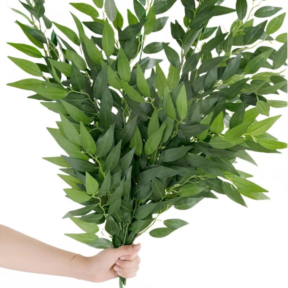 Italian Ruccus Greenery Stems Artificial Plants, 4Pcs 28" Tall Fake Branches Greenery, Realistic Texture Hanging Plant for Home Decor Wedding Bouquets Table Centerpieces, Room/Office