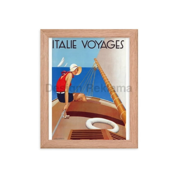 Italian Sailing - Travel in Italy, 1934. Framed Vintage Travel Poster