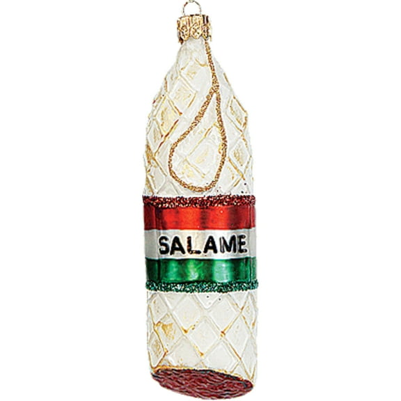 Italian Salami Salame Food Polish Mouth Blown Glass Christmas Ornament
