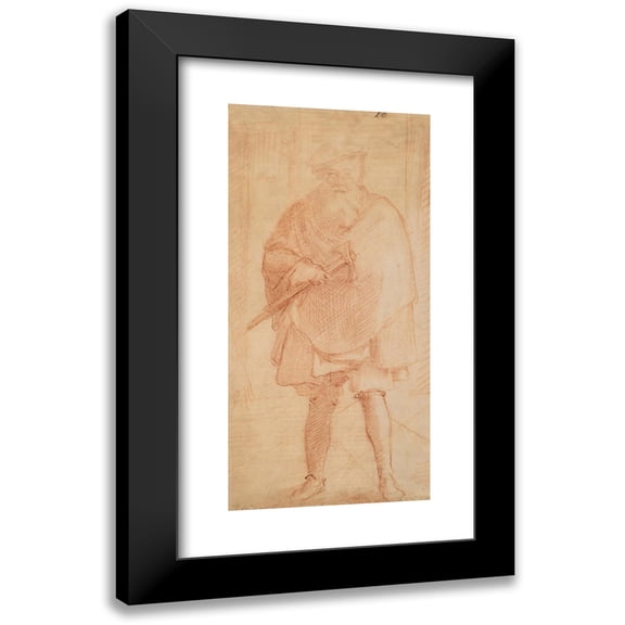 Italian School 13x24 Black Modern Framed Museum Art Print Titled - A Bearded Man Holding an Ax (Venetian Executioner) (17th Century)