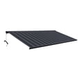 thumbnail image 1 of 10 x 8 ft Italian Series Full Cassette Motorized Patio Awning with App + Remote – Nero & Grigio (Black and Gray Stripe), 1 of 14